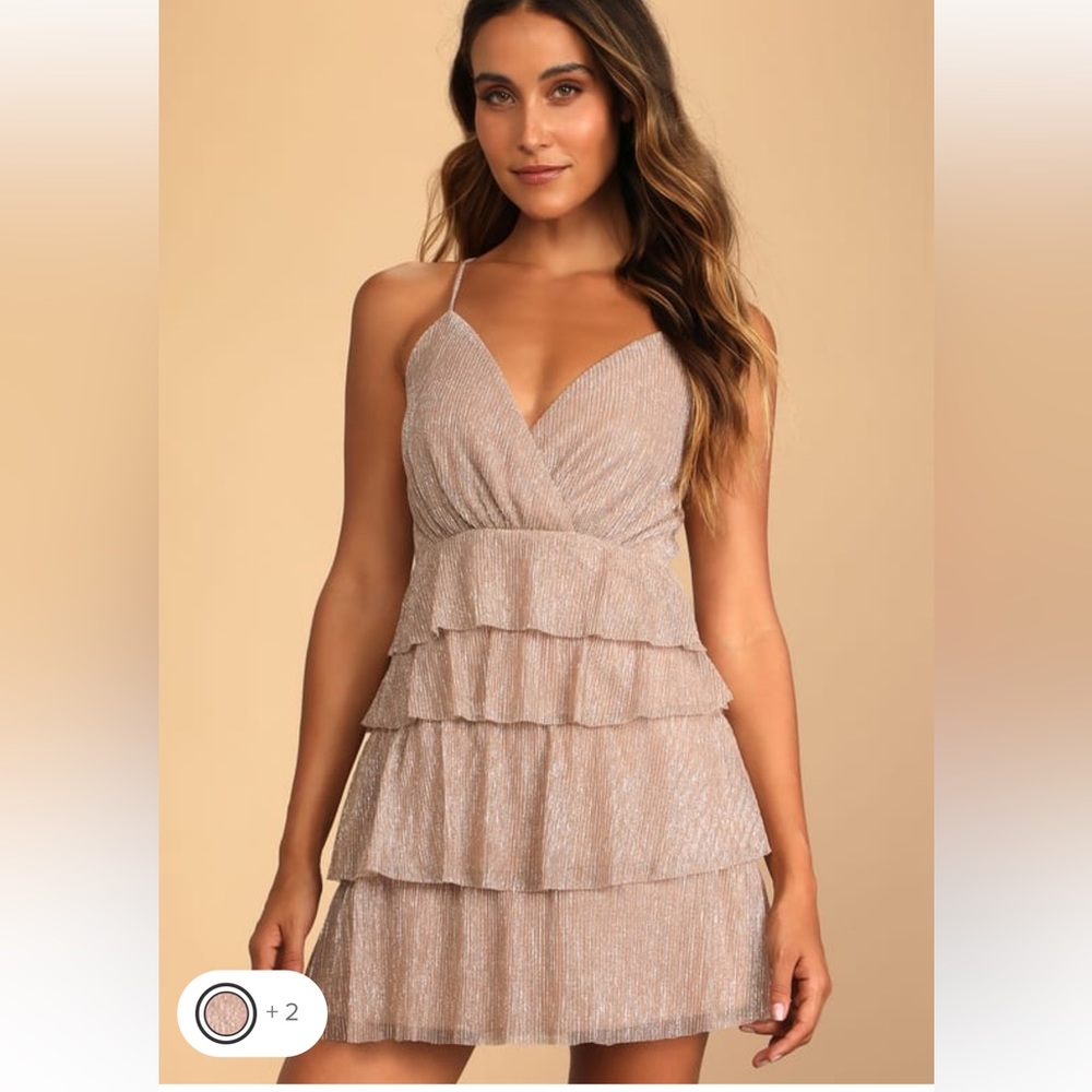 Glowing Gorgeous Brush Metallic Tiered Mini Dress - never worn (with tags!)